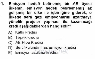 Enerji Tasarrufu 2012 - 2013 Dönem Sonu Sınavı 1.Soru