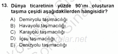 Enerji Tasarrufu 2012 - 2013 Dönem Sonu Sınavı 13.Soru