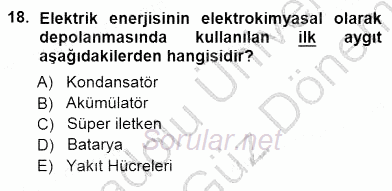 Enerji Tasarrufu 2012 - 2013 Dönem Sonu Sınavı 18.Soru