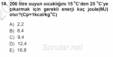 Enerji Tasarrufu 2012 - 2013 Dönem Sonu Sınavı 19.Soru