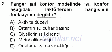 Enerji Tasarrufu 2012 - 2013 Dönem Sonu Sınavı 2.Soru
