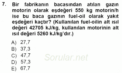 Enerji Tasarrufu 2012 - 2013 Dönem Sonu Sınavı 7.Soru