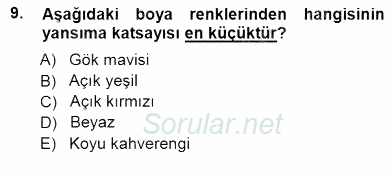 Enerji Tasarrufu 2012 - 2013 Dönem Sonu Sınavı 9.Soru