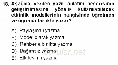 Türkçe Yazılı Anlatım 2014 - 2015 Dönem Sonu Sınavı 18.Soru