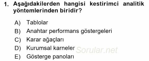 İşletme Analitiği 2016 - 2017 Dönem Sonu Sınavı 1.Soru
