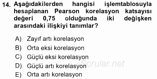 İşletme Analitiği 2016 - 2017 Dönem Sonu Sınavı 14.Soru