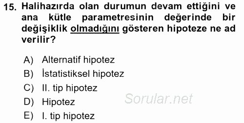 İşletme Analitiği 2016 - 2017 Dönem Sonu Sınavı 15.Soru