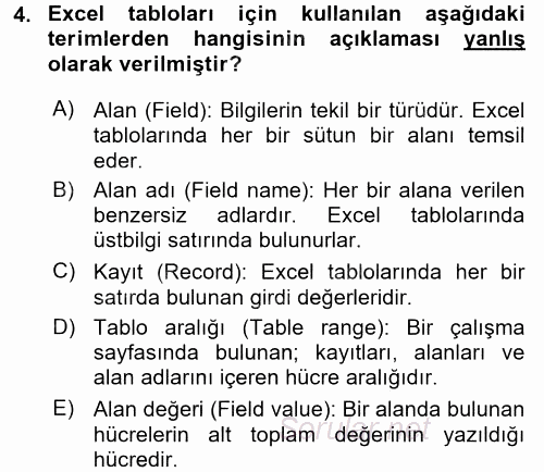 İşletme Analitiği 2016 - 2017 Dönem Sonu Sınavı 4.Soru