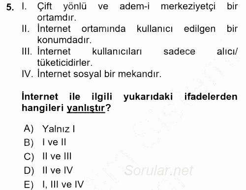 İnsan ve Toplum 2016 - 2017 Ara Sınavı 5.Soru