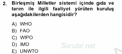 Uluslararası Ekonomik Kuruluşlar 2014 - 2015 Ara Sınavı 2.Soru