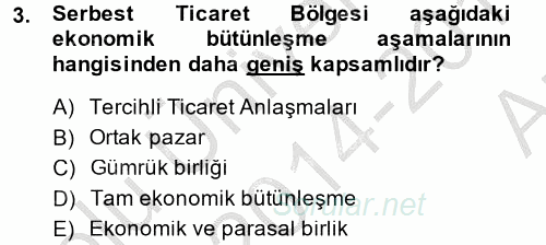 Uluslararası Ekonomik Kuruluşlar 2014 - 2015 Ara Sınavı 3.Soru