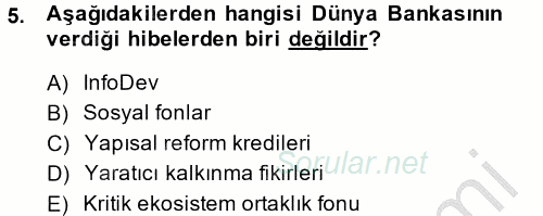 Uluslararası Ekonomik Kuruluşlar 2014 - 2015 Ara Sınavı 5.Soru