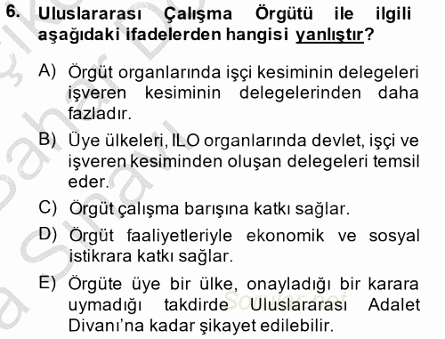 Uluslararası Ekonomik Kuruluşlar 2014 - 2015 Ara Sınavı 6.Soru