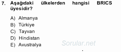 Uluslararası Ekonomik Kuruluşlar 2014 - 2015 Ara Sınavı 7.Soru