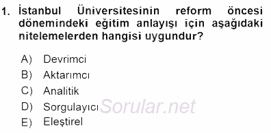 Türkiye´de Felsefenin Gelişimi 1 2015 - 2016 Dönem Sonu Sınavı 1.Soru