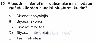 Türkiye´de Felsefenin Gelişimi 1 2015 - 2016 Dönem Sonu Sınavı 12.Soru