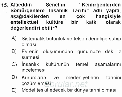 Türkiye´de Felsefenin Gelişimi 1 2015 - 2016 Dönem Sonu Sınavı 15.Soru