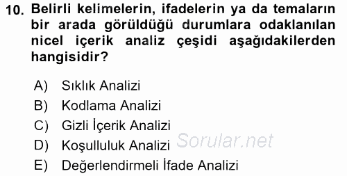 Uluslararası İlişkilerde Araştırma Yöntemleri 2016 - 2017 Dönem Sonu Sınavı 10.Soru