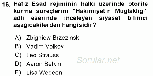 Uluslararası İlişkilerde Araştırma Yöntemleri 2016 - 2017 Dönem Sonu Sınavı 16.Soru