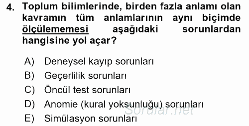 Uluslararası İlişkilerde Araştırma Yöntemleri 2016 - 2017 Dönem Sonu Sınavı 4.Soru