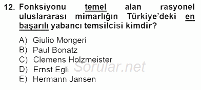 Mimarlik Tarihi 2014 - 2015 Ara Sınavı 12.Soru