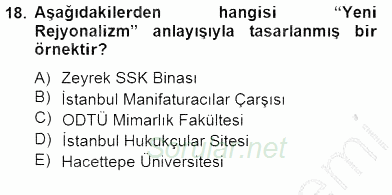 Mimarlik Tarihi 2014 - 2015 Ara Sınavı 18.Soru