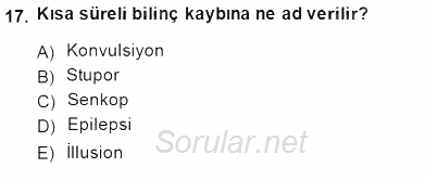 Tıbbi Terminoloji 2014 - 2015 Ara Sınavı 17.Soru