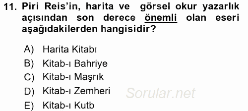 Görsel Kültür 2015 - 2016 Dönem Sonu Sınavı 11.Soru