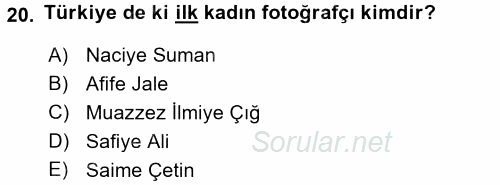 Görsel Kültür 2015 - 2016 Dönem Sonu Sınavı 20.Soru