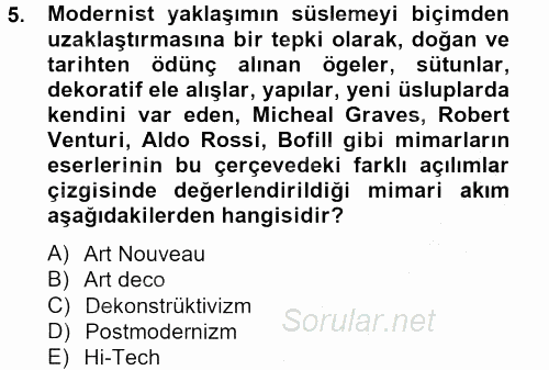 Görsel Kültür 2012 - 2013 Ara Sınavı 5.Soru