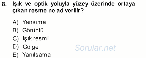 Temel Fotoğrafçılık 2013 - 2014 Ara Sınavı 8.Soru