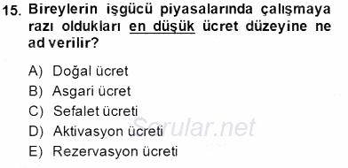 Sosyal Politika 1 2014 - 2015 Dönem Sonu Sınavı 15.Soru