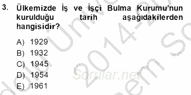 Sosyal Politika 1 2014 - 2015 Dönem Sonu Sınavı 3.Soru