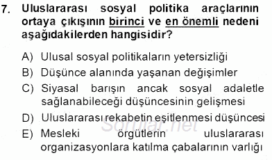 Sosyal Politika 1 2014 - 2015 Dönem Sonu Sınavı 7.Soru
