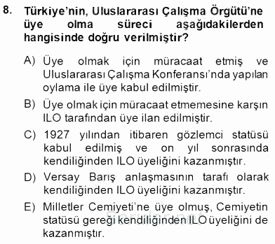 Sosyal Politika 1 2014 - 2015 Dönem Sonu Sınavı 8.Soru