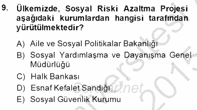 Sosyal Politika 1 2014 - 2015 Dönem Sonu Sınavı 9.Soru