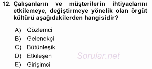 Perakendecilikte Müşteri İlişkileri Yönetimi 2016 - 2017 Dönem Sonu Sınavı 12.Soru