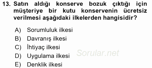 Perakendecilikte Müşteri İlişkileri Yönetimi 2016 - 2017 Dönem Sonu Sınavı 13.Soru