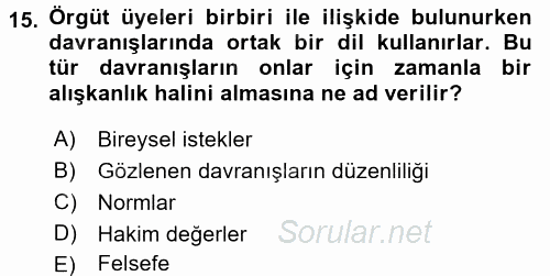 Perakendecilikte Müşteri İlişkileri Yönetimi 2016 - 2017 Dönem Sonu Sınavı 15.Soru