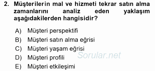 Perakendecilikte Müşteri İlişkileri Yönetimi 2016 - 2017 Dönem Sonu Sınavı 2.Soru