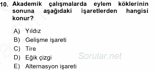 Türkçe Ses Bilgisi 2015 - 2016 Ara Sınavı 10.Soru