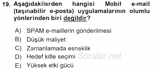 Satış Yönetimi ve Telefonda Satış 2015 - 2016 Dönem Sonu Sınavı 19.Soru