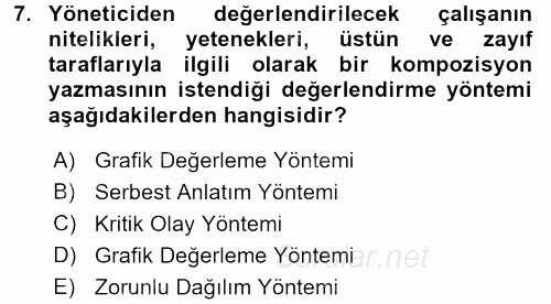 Satış Yönetimi ve Telefonda Satış 2015 - 2016 Dönem Sonu Sınavı 7.Soru