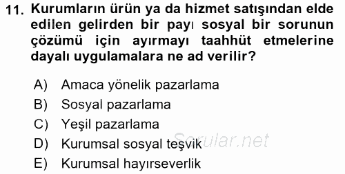 Halkla İlişkiler Uygulamaları ve Örnek Olaylar 2017 - 2018 Dönem Sonu Sınavı 11.Soru