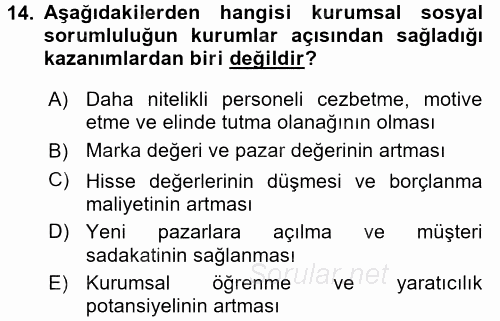 Halkla İlişkiler Uygulamaları ve Örnek Olaylar 2017 - 2018 Dönem Sonu Sınavı 14.Soru