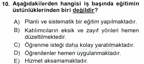 Rekreasyon Yönetimi 2015 - 2016 Tek Ders Sınavı 10.Soru