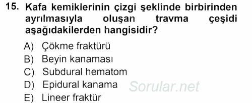 Yaşlı ve Hasta Bakım Hizmetleri 2012 - 2013 Ara Sınavı 15.Soru