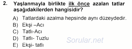 Yaşlı ve Hasta Bakım Hizmetleri 2012 - 2013 Ara Sınavı 2.Soru