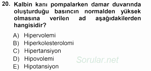 Yaşlı ve Hasta Bakım Hizmetleri 2012 - 2013 Ara Sınavı 20.Soru