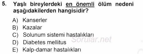 Yaşlı ve Hasta Bakım Hizmetleri 2012 - 2013 Ara Sınavı 5.Soru